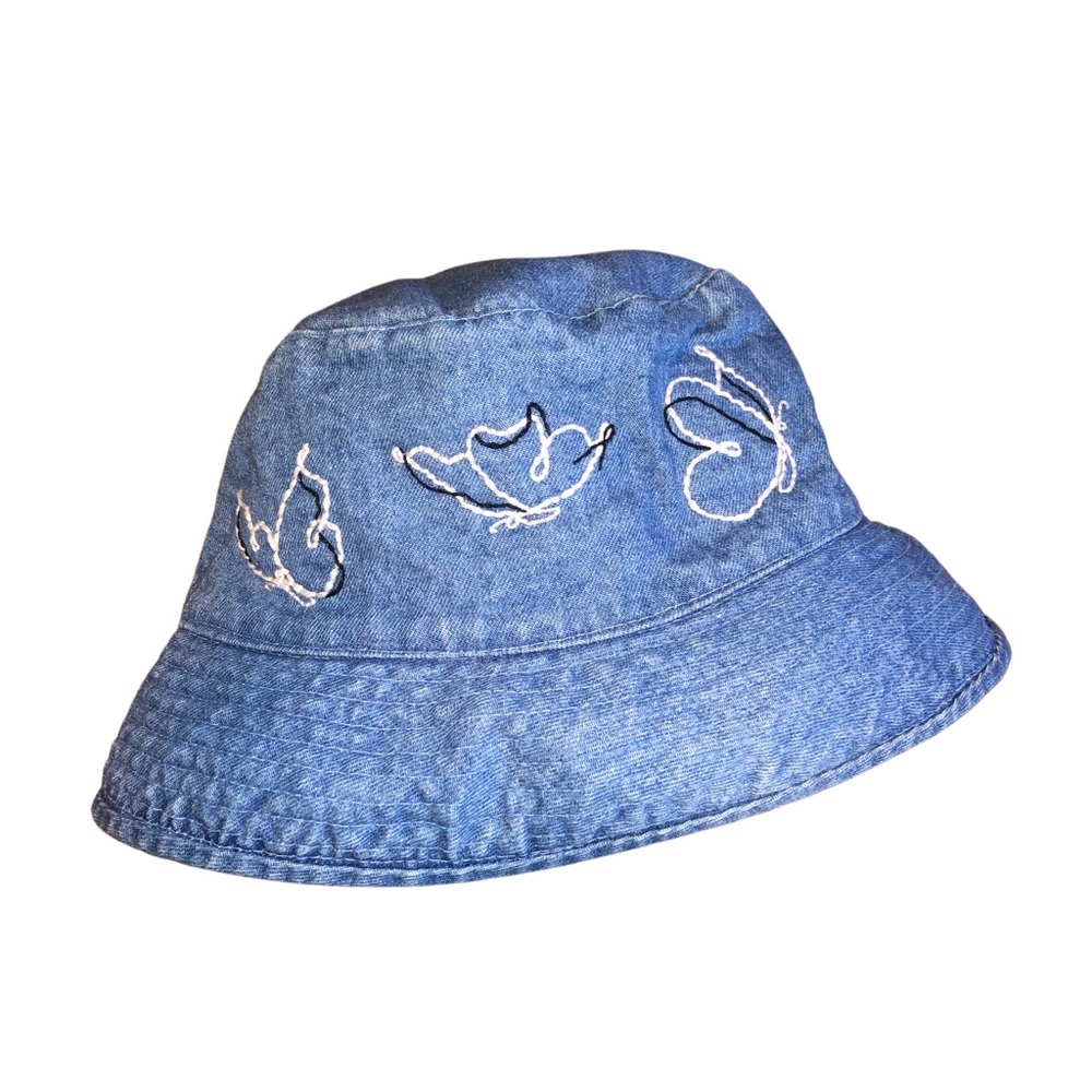 Hand stitched butterfly bucket hat